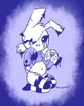  annie.exe bleeding_eyes clothing controller disfigure footwear hair hair_over_eye hoodie ink lagomorph leporid mammal nipple_outline one_eye_obstructed rabbit sitting socks solo topwear torn_clothing 