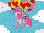  2013 balloon blush cloud confetti crossover cutie_mark day disney duo earth_pony equid equine female feral friendship_is_magic hair hasbro horse long_hair male mammal monster monsters_inc my_little_pony open_mouth open_smile pink_hair pinkie_pie_(mlp) pixar pony randall_boggs scalie smile teeth tongue umeguru 