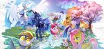  2015 angel_(mlp) apple applejack_(mlp) beverage blonde_hair blue_eyes clothing cup cutie_mark day derpy_hooves_(mlp) detailed_background earth_pony equid equine feathered_wings feathers female feral flower fluttershy_(mlp) food friendship_is_magic fruit grass group hair hat headgear headwear hi_res horn horse kaorukanon lagomorph long_ears long_hair mammal multicolored_hair my_little_pony one_eye_closed open_mouth open_smile partially_submerged pegasus pink_hair pinkie_pie_(mlp) plant pony princess_celestia_(mlp) princess_luna_(mlp) purple_eyes purple_hair rainbow_dash_(mlp) rarity_(mlp) smile tree twilight_sparkle_(mlp) umbrella unicorn water winged_unicorn wings wink yellow_eyes 