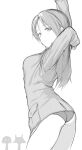  3girls animal_ears arms_behind_head bare_legs fankupl francesca_lucchini greyscale highres long_hair looking_at_viewer minna-dietlinde_wilcke miyafuji_yoshika monochrome multiple_girls panties silhouette_demon stretch strike_witches underwear white_background world_witches_series 