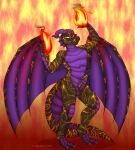  2021 anthro claws digital_media_(artwork) dragon erection feet fin fire genitals glowing grumpy_griffin_creations hi_res horn lava looking_at_viewer magic male nude open_mouth penis pose presenting smile solo standing toe_claws toes wings 