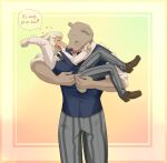  alpaca beastars blush camelid clothed clothing colored dialogue hi_res male male/male mammal riz_(beastars) tem_(beastars) tongue unknown_artist ursid 