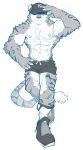  abs absurd_res anthro at3mask baseball_cap biceps bottomwear clothing digital_media_(artwork) felid feline footwear fur hat headgear headwear hi_res male mammal muscular muscular_anthro muscular_male new_york_yankees nipples pantherine pecs shoes shorts solo 