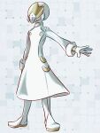  1boy aether_foundation_employee arm_at_side boots buttons coat commentary_request full_body gloves helmet highres komurapk long_sleeves male_focus outstretched_arm pokemon pokemon_(game) pokemon_sm solo spread_fingers standing turtleneck white_coat white_footwear white_gloves 