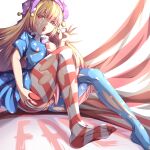  1girl absurdres american_flag_dress american_flag_legwear ass ass_grab bad_feet blonde_hair boqee breasts closed_mouth clownpiece cum cum_in_mouth cum_on_tongue dress facial fellatio_gesture grabbing_own_ass hat highres jester_cap knees_up long_hair looking_at_viewer neck_ruff nipples no_wings pantyhose polka_dot purple_headwear pussy red_eyes short_sleeves simple_background sitting small_breasts solo star_(symbol) star_print striped tongue tongue_out torn_clothes torn_dress torn_legwear touhou very_long_hair white_background 