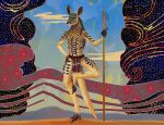  aboriginal abstract_background accessory anthro bodypaint bottomwear clothing cobar_(skoll666) conditional_dnp fantasy hair kangaroo loincloth long_hair macropod magic_user male mammal marsupial mystical outback primal red_kangaroo shaman solo standing stick thick_thighs tribal_spellcaster trunchbull wiry 