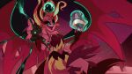  animal_humanoid black_sclera blue_eyes clothing crown dark_magic demon dress equestria_girls fangs flying hi_res humanoid light262 magic membrane_(anatomy) membranous_wings my_little_pony red_body red_skin solo sunset_shimmer_(eg) tiara winged_humanoid wings 