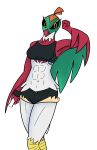  abs anthro avian black_clothing black_eyes bottomwear clothing eyelashes feathered_wings feathers female fur green_body green_feathers hawlucha hi_res humanoid muscular nintendo orange_body orange_feathers pok&eacute;mon pok&eacute;mon_(species) pupils red_body red_feathers shirt shorts solo sueliz tailless tank_top topwear video_games white_body white_feathers wings yellow_pupils 