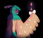  alistorial ambiguous_gender anthro arrow avian beak bird black_background blue_beak brown_body brown_feathers decidueye feathers green_body green_feathers head_feathers nintendo owl pok&eacute;mon pok&eacute;mon_(species) rear_view red_eyes shadow simple_background solo video_games watermark 