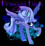  2014 blue_hair crown english_text equid equine feathered_wings feathers female feral friendship_is_magic green_eyes hair horn lemoco long_hair mammal my_little_pony princess_luna_(mlp) solo text tiara winged_unicorn wings 