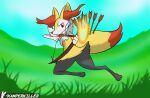  anthro archery arrow bow braixen canid canine female fox hi_res kamperkiller_(artist) mammal nintendo pok&eacute;mon pok&eacute;mon_(species) solo video_games 