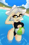  absurd_res animal_humanoid ball beach beach_ball beach_towel beach_umbrella big_breasts breasts cephalopod cephalopod_humanoid clothing ear_piercing ear_ring female hi_res humanoid marie_(splatoon) marine marine_humanoid mollusk mollusk_humanoid nintendo one-piece_swimsuit panthera_cantus piercing seaside solo splatoon swimwear video_games 