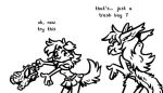  2021 anthro avian bagel_(bagelcollie) belt canid canine canis clothed clothing destiny_(milodesty) dialogue domestic_dog dragon duo english_text female gryphon hybrid mammal milodesty mythological_avian mythology simple_background smile standing text trash_bag white_background 