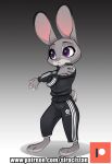  anthro barefoot clothed clothing disney feet female footprint fully_clothed hi_res judy_hopps lagomorph leporid mammal pawprint rabbit siroc solo stretching zootopia 