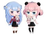  blue_hair doll friendhsip highres mikarimeldoies panda pink_hair princess siblings twins twintails yagami_ako 
