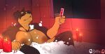  absurd_res anthro bathing bathtub big_breasts blackarabi breasts candle canid canine canis domestic_dog eyes_closed female hi_res mammal mastiff molosser nipples partially_submerged rottweiler soap_bubbles solo 