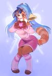  &lt;3 2020 abstract_background ailurid anthro bangs bottomwear clothed clothing female footwear fully_clothed hi_res knee_highs knee_socks legwear looking_at_viewer mammal one_eye_closed open_mouth red_panda skirt smile socks solo standing ulitochka 