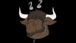  animated anthro beard bovid bovine brown_body brown_fur brown_hair earbuds eyes_closed facial_hair fur hair headphones headshot_portrait horn listening_to_music male mammal open_mouth portrait rockblackhorn rockblackhorn_(artist) solo 