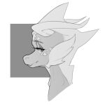  1:1 2021 abstract_background ambiguous_gender cheek_tuft dragon facial_tuft greyscale half-closed_eyes hi_res monochrome narrowed_eyes portrait scalie serpentine-drifter simple_background tuft 