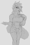  2020 abs anthro bra clothing female hi_res lily_(serpentine-drifter) lycanroc midnight_lycanroc monochrome muscular muscular_anthro muscular_female nintendo pok&eacute;mon pok&eacute;mon_(species) serpentine-drifter sketch solo sports_bra standing underwear video_games 