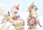  accordion anthro avian beak breath_of_the_wild group kass_(tloz) male musical_instrument nintendo revali rito sitting stump talons teba_(tloz) the_legend_of_zelda trio video_games winter winter_clothing 