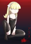  1girl absurdres alice_(megami_tensei) black_legwear blonde_hair chibibeetle demon_girl highleg highleg_leotard highres leotard lingerie megami_tensei shin_megami_tensei thighhighs underwear 