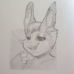  absurd_res anthro fangs hi_res lagomorph leporid male mammal rabbit smug solo tote_brando traditionalart weirdcathq whiskers 