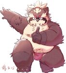  2021 anthro asian_clothing belly brown_body brown_fur canid canine clothing east_asian_clothing fundoshi fur goemon_(tas) hi_res humanoid_hands japanese_clothing kemono lantu_(artist) male mammal moobs nipples overweight overweight_anthro overweight_male raccoon_dog simple_background solo tanuki tokyo_afterschool_summoners underwear video_games white_background 