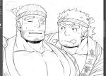  2boys :q bara breath facial_hair goatee gomtang greyscale happi implied_handjob infernal_deity_(tokyo_houkago_summoners) japanese_clothes large_pectorals looking_at_another male_cleavage male_focus mature_male monochrome multiple_boys muscular muscular_male old old_man one_eye_closed sexually_suggestive short_hair sideburns stubble sweatdrop thick_eyebrows tokyo_houkago_summoners tongue tongue_out upper_body water_deity_(tokyo_houkago_summoners) work_in_progress yaoi 