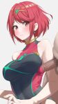  1girl armpit_sex bangs black_swimsuit blush breasts closed_mouth earrings erection headpiece hetero highleg highleg_swimsuit highres jewelry kaminari_doon large_breasts looking_at_viewer male_pubic_hair one-piece_swimsuit penis pubic_hair pyra_(pro_swimmer)_(xenoblade) pyra_(xenoblade) red_eyes red_hair red_swimsuit short_hair sideboob sidelocks swept_bangs swimsuit tiara two-tone_swimsuit xenoblade_chronicles_(series) xenoblade_chronicles_2 