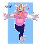  3_toes 4_fingers anthro asgore_dreemurr beard blonde_hair boss_monster bovid caprine charlieleobo clothed clothing crown facial_hair feet fingers fur goat hair happy heterochromia hi_res horn king long_ears looking_at_viewer male mammal overweight overweight_anthro overweight_male royalty simple_background smile solo toes undertale video_games white_body white_fur 