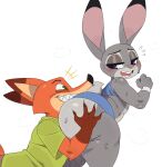  absurd_res anthro big_butt blush bodily_fluids butt butt_grab butt_hug canid canine disney duo female fox hand_on_butt hi_res huge_butt judy_hopps lagomorph leporid male male/female mammal nick_wilde rabbit sssonic2 sweat thick_thighs zootopia 