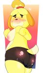  animal_crossing anthro areola big_areola bike_shorts blush bottomwear boyhowdy breasts canid canine canis chubby_female clothed clothing domestic_dog female hi_res isabelle_(animal_crossing) mammal nintendo nipples overweight panties panty_lines shih_tzu shorts slightly_chubby smile solo spats topless toy_dog underwear video_games 