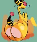  ampharos anthro big_butt bodily_fluids butt embarrassed fur hi_res looking_back nintendo pok&eacute;mon pok&eacute;mon_(species) slightly_chubby smokey_blokey solo sweat video_games yellow_body yellow_fur 