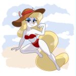  animaniacs anthro bikini clothing female hat headgear headwear mammal minerva_mink mink mustelid musteline nivarra smile solo swimwear true_musteline warner_brothers 