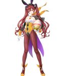  1girl animal_ears bangs breasts bunny_ears choker closed_mouth egg fake_animal_ears fire_emblem fire_emblem_awakening fire_emblem_heroes gloves hair_ornament high_heels highres holding kaya8 leotard lips long_hair looking_at_viewer medium_breasts official_art pantyhose red_eyes red_hair see-through serious severa_(fire_emblem) shiny shiny_hair sleeveless solo standing strapless strapless_leotard tied_hair transparent_background twintails 