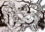  abs anal baldurs_gate black_and_white breasts double_penetration dungeons_and_dragons dynaheir ear_piercing eyes_closed female forgotten_realms group group_sex human interspecies male mammal monochrome nipples ogre penetration penis piercing sex straight sword threesome tree unknown_artist vaginal weapon wood 