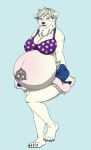  anthro ashwolves5 belly big_belly blush celtic_knot clothing diaper female fur hi_res mammal polar_bear pregnant solo underwear ursid ursine white_body white_fur 