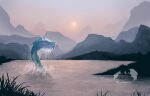  aquatic_dragon asian_mythology disney dragon east_asian_mythology eastern_dragon eyes_closed female feral hi_res horn in_motion jumping_from_water marine mountain mythology raya_and_the_last_dragon sisu_(ratld) solo sun water wet wet_body 