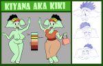  absurd_res anthro awesome_face belly black_hair bottomwear breasts cleavage clothed clothing elephant elephantid english_text female green_body green_nipples green_skin grey_background hair headgear headwear hi_res jamaican kiyana_(marcodile) mammal marcodile mature_female meme model_sheet nipples nude proboscidean proboscis_(anatomy) purse scared shirt simple_background skirt slightly_chubby solo text topwear trunk_(anatomy) wide_hips 