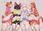  anthro bebebebebe blush bulge cervid chiropteran clothed clothing crossdressing equid equine genitals girly group hi_res horse lagomorph leporid maid_apron maid_headdress maid_uniform male male/male mammal panties penis rabbit underwear uniform 