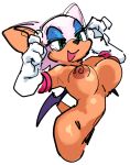  2021 big_breasts bouncing_breasts breasts chiropteran clothing colored ears_back eyelashes female gloves handwear light lighting makeup mammal mostly_nude navel nipples pivoted_ears pose rouge_the_bat shaded simple_background sketch smile solo sonic_the_hedgehog_(series) traced watatanza white_background wings 