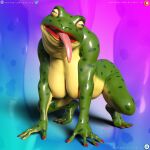  all_fours amphibian anthro beatrice_(loneclaw) big_breasts breast_squish breasts crouching daz3d daz_3d daz_studio female frog loneclaw long_tongue solo squish tongue tongue_out 
