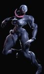  2019 3d_(artwork) abs absurd_res alien black_body black_skin breasts digital_media_(artwork) fangs female hi_res humanoid lamoz571 long_tongue marvel muscular muscular_female nipples robinasplind1 sharp_teeth she-venom simple_background solo symbiote teeth tentacles thick_thighs tongue tongue_out vein venom_(marvel) white_eyes 