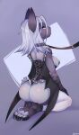  anthro breasts chiropteran claws clothed clothing collar corset digital_media_(artwork) feet female fur grey_body grey_hair hair hi_res leash legwear lingerie looking_at_viewer mammal nipples paws piercing simple_background solo spirale stockings toe_claws toes topwear white_body white_fur winged_arms wings 