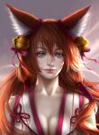  animal_ears breasts cleavage cysh kitsune miko rena_illusion 