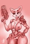  abs absurd_res anthro athletic bethesda_softworks big_breasts breasts camel_toe cleavage clothed clothing domestic_cat fallout felid feline felis female gun hi_res holding_object holding_weapon jumpsuit katia_managan mammal muscular prequel ranged_weapon solo the_elder_scrolls thick_thighs vault_suit verakultura video_games weapon webcomic 
