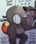  abdominal_bulge aganju_(character) anal anthro arcanine bodily_fluids bulge canid canine canis cum duo genital_fluids glory_hole graffiti hi_res knot leaning leaning_forward male male/male mammal nintendo pok&eacute;mon pok&eacute;mon_(species) public_use size_difference solo thatblackfox_(artist) video_games wolf wolfie 