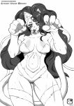  2020 absurd_res animal_humanoid big_breasts breasts capcom cat_humanoid clothed clothing darkstalkers felicia_(darkstalkers) felid felid_humanoid feline feline_humanoid female greyscale hair hi_res humanoid leaf long_hair mammal mammal_humanoid monochrome murazaki simple_background skimpy solo standing thick_thighs video_games white_background wide_hips 