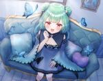  butterfly couch green_hair hololive shinzousan uruha_rushia 